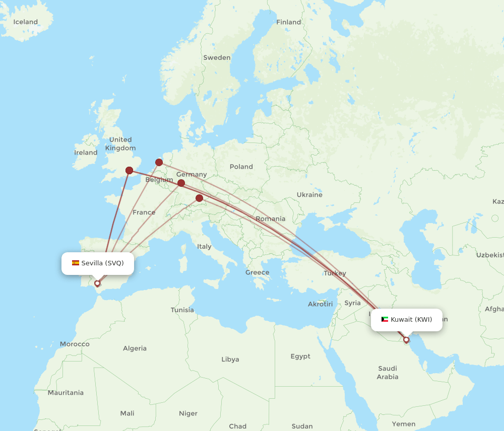 KWI-SVQ flight routes