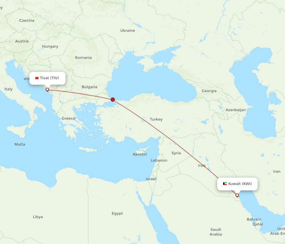 KWI-TIV flight routes