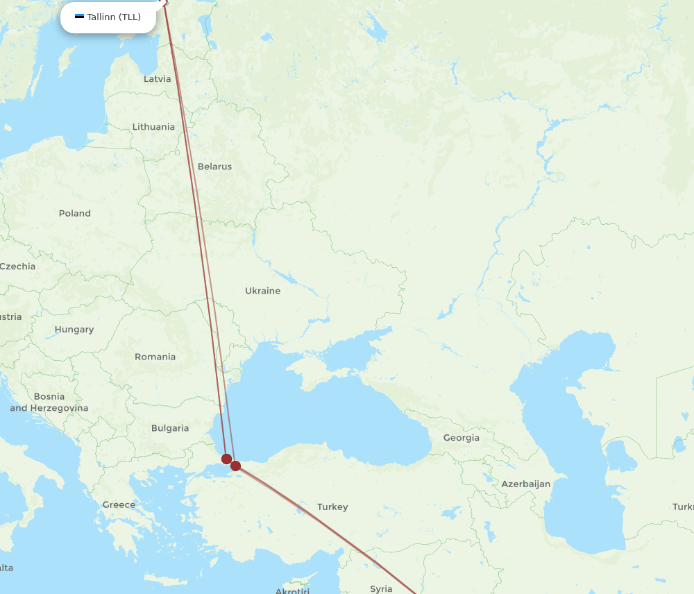 KWI to TLL flights and routes map
