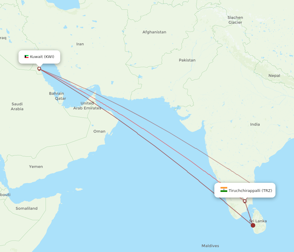 KWI-TRZ flight routes
