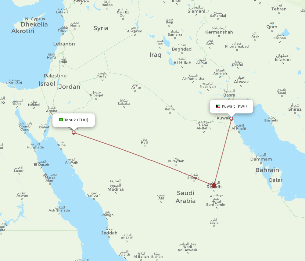 KWI-TUU flight routes