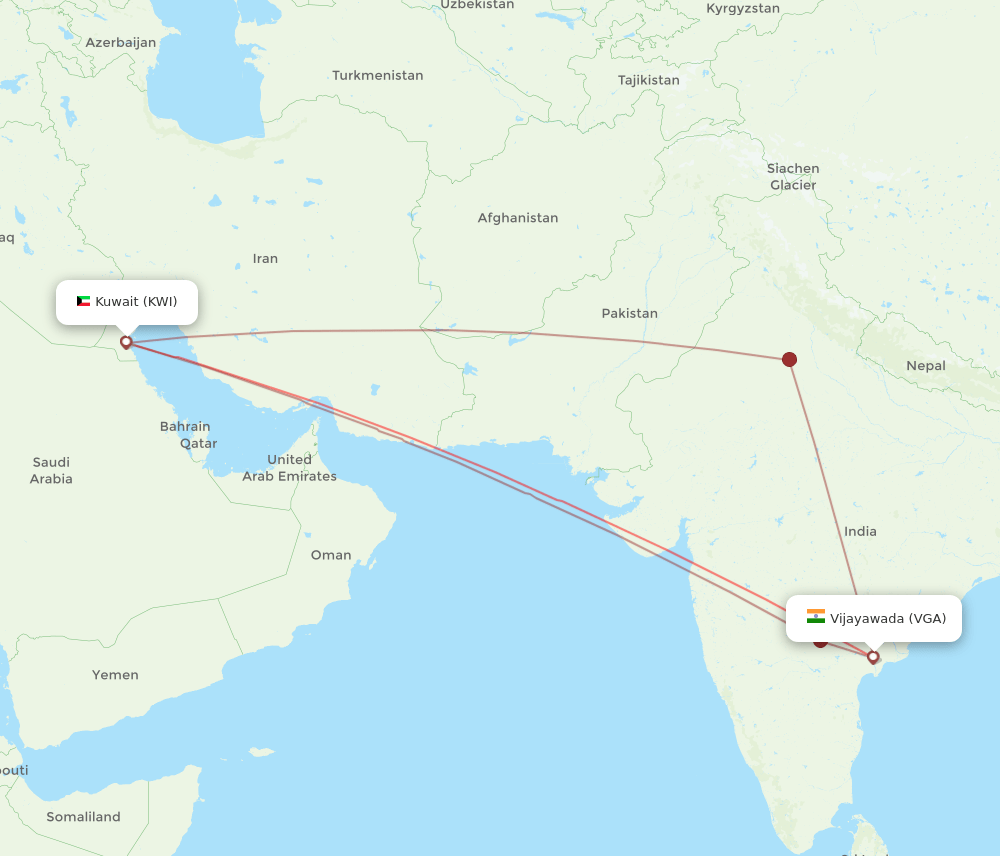 KWI-VGA flight routes