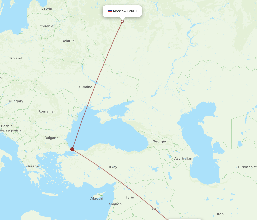 KWI-VKO flight routes