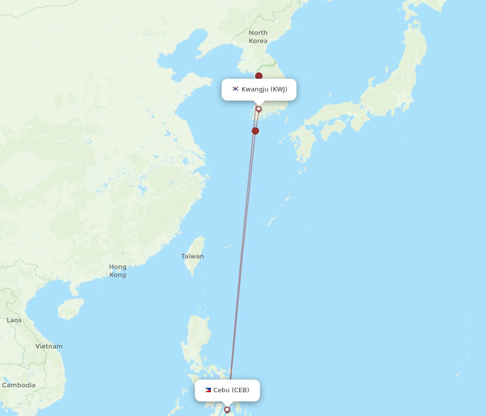 KWJ to CEB flights and routes map