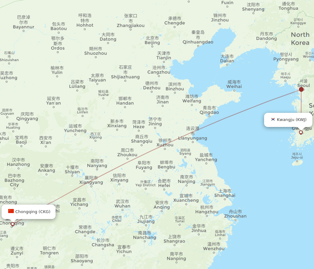 KWJ-CKG flight routes