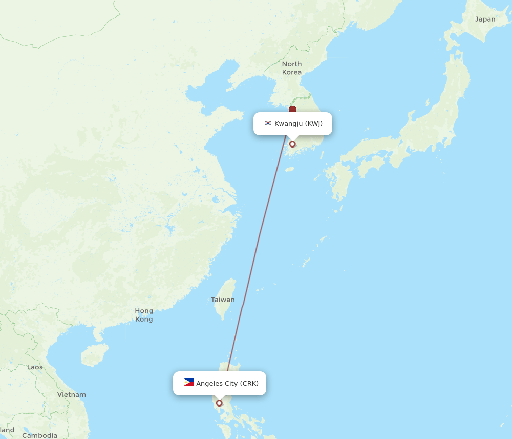 KWJ-CRK flight routes