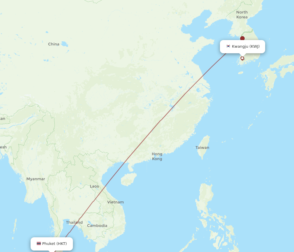 KWJ to HKT flights and routes map