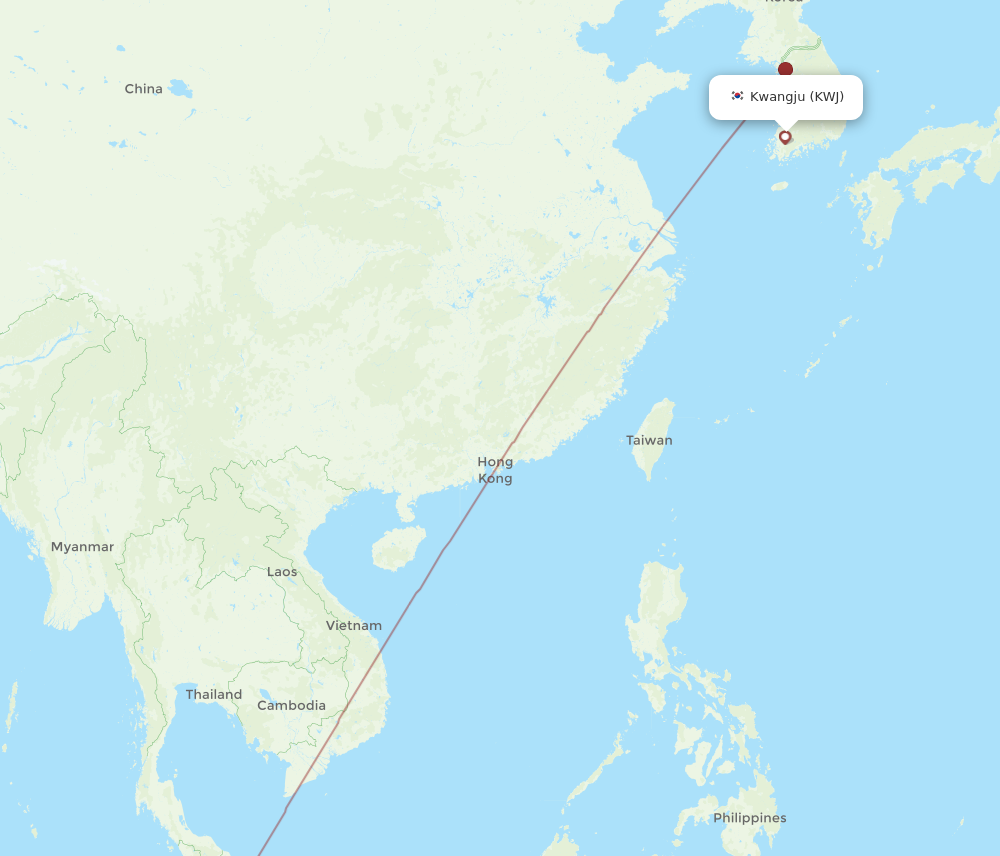 KWJ to KUL flights and routes map