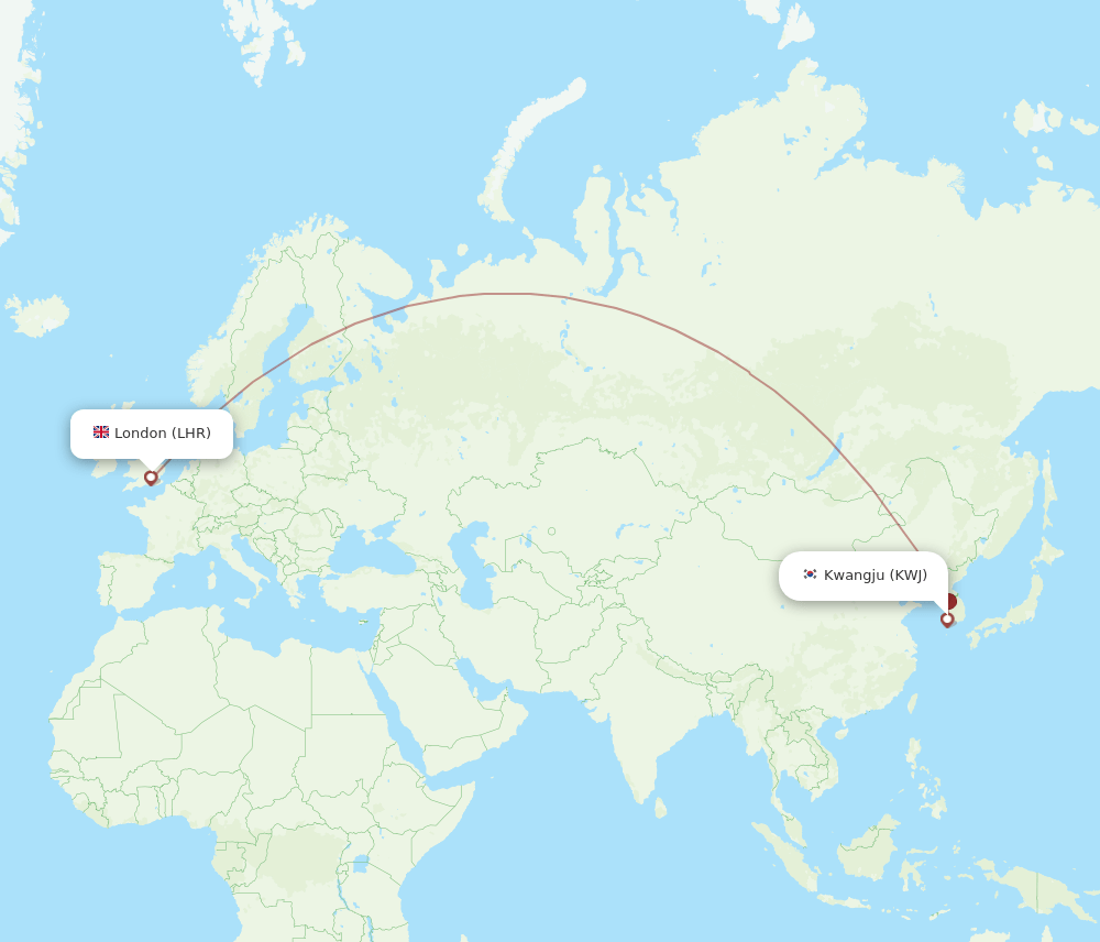 KWJ-LHR flight routes