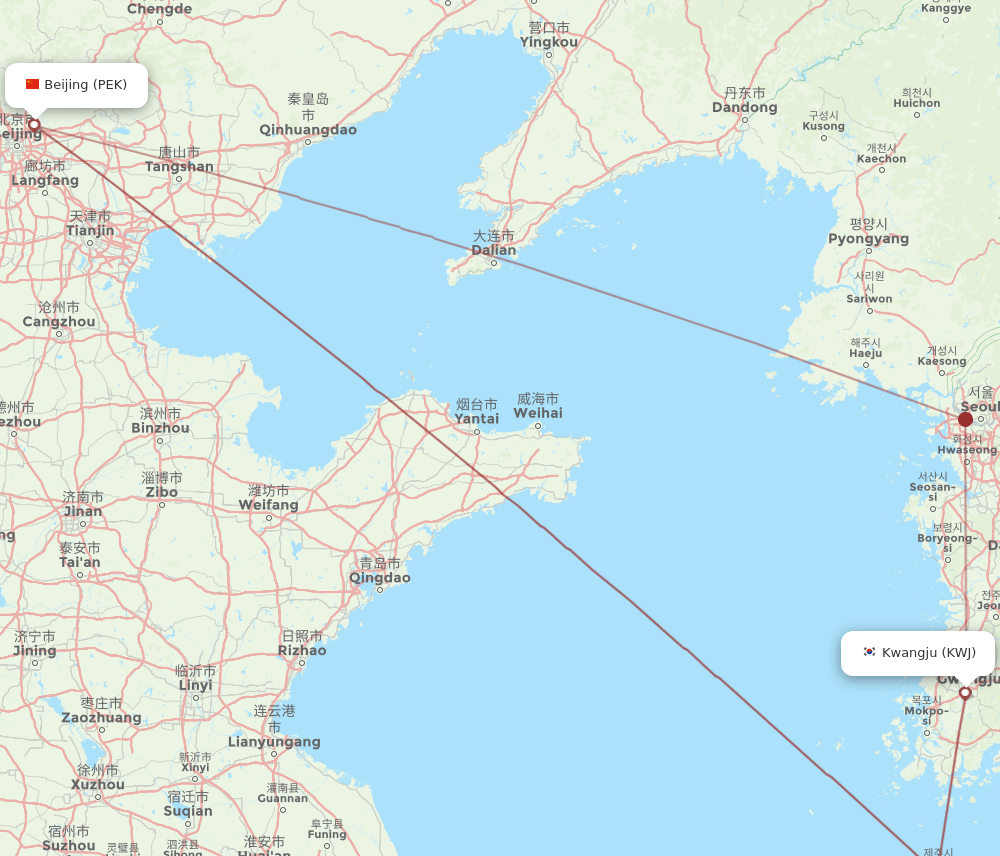 KWJ-PEK flight routes