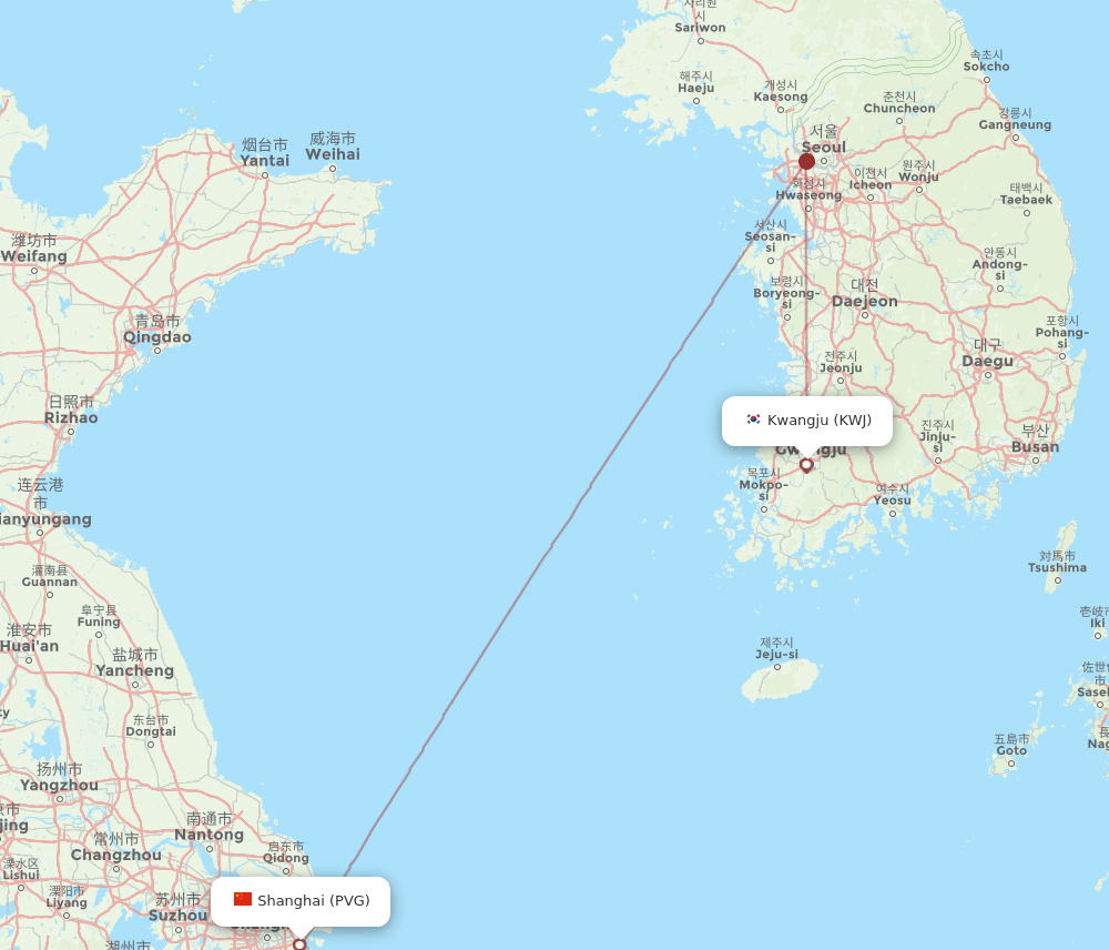 KWJ-PVG flight routes