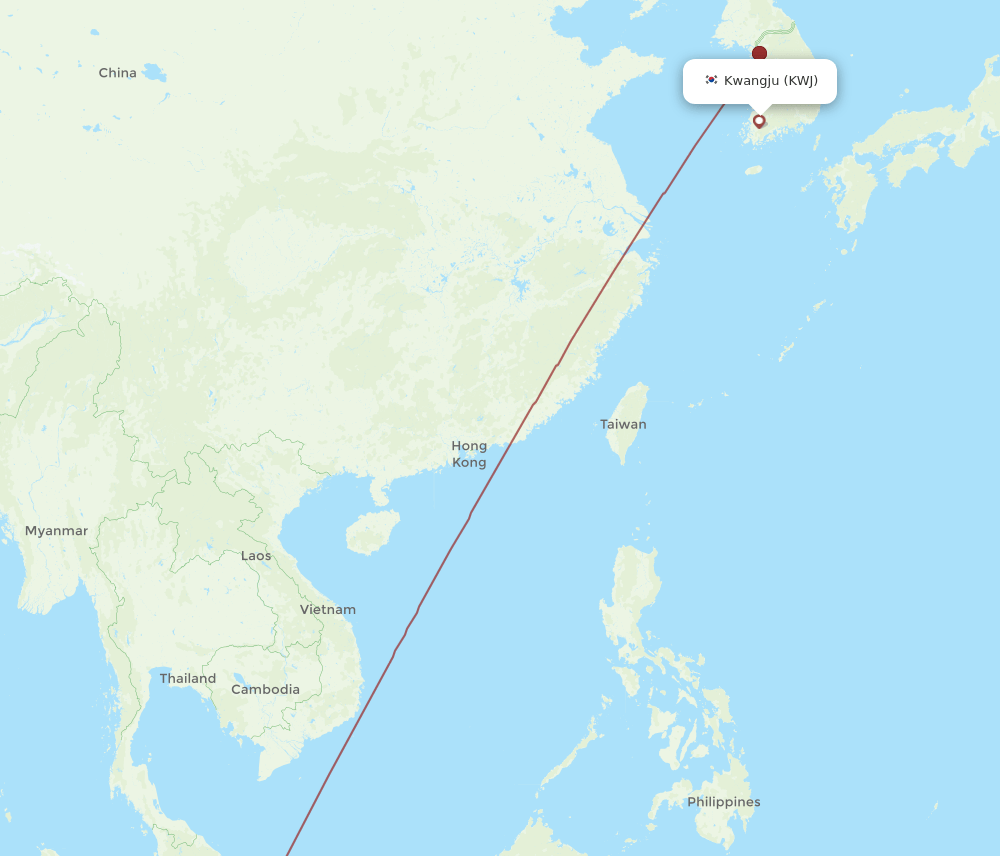 KWJ to SIN flights and routes map