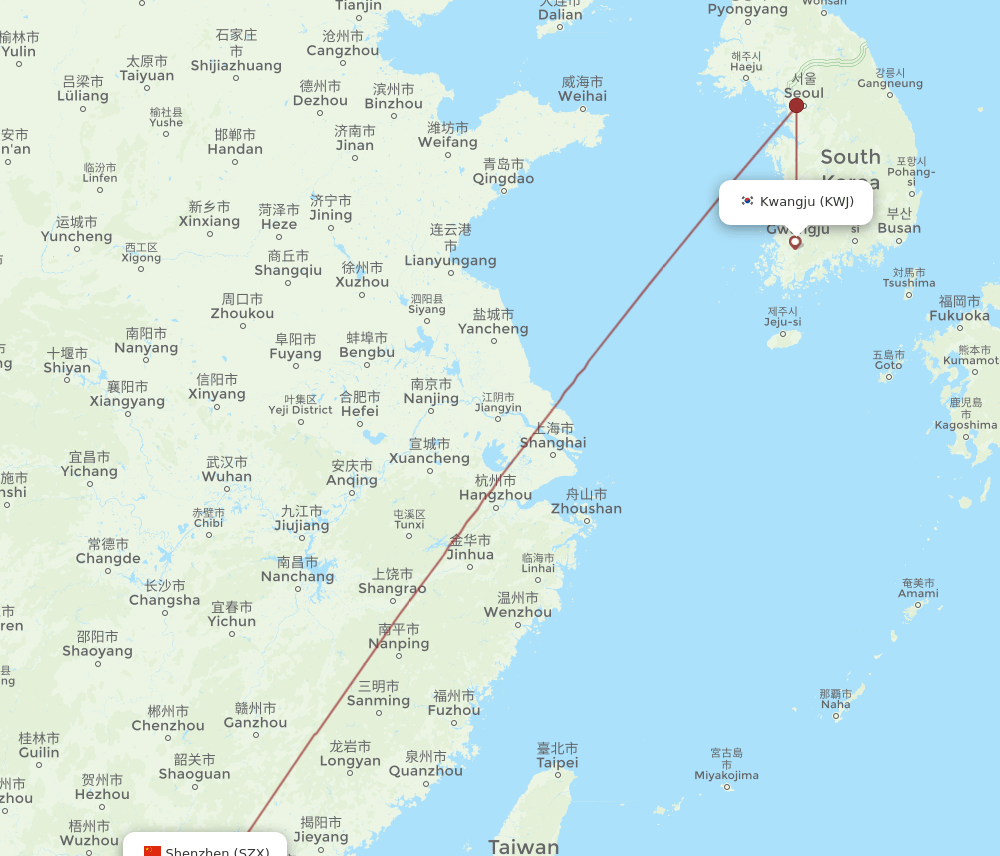 KWJ-SZX flight routes
