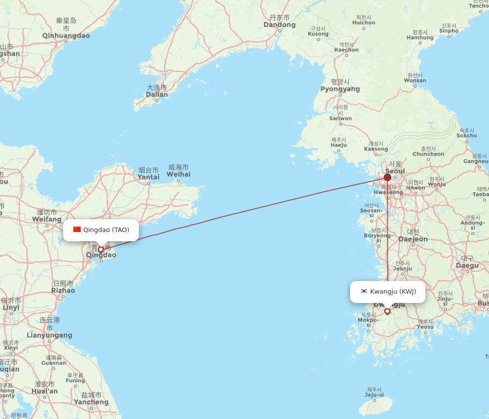 KWJ-TAO flight routes
