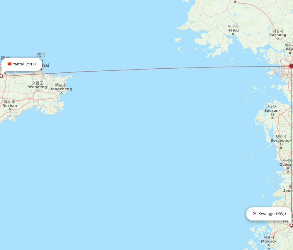 KWJ-YNT flight routes