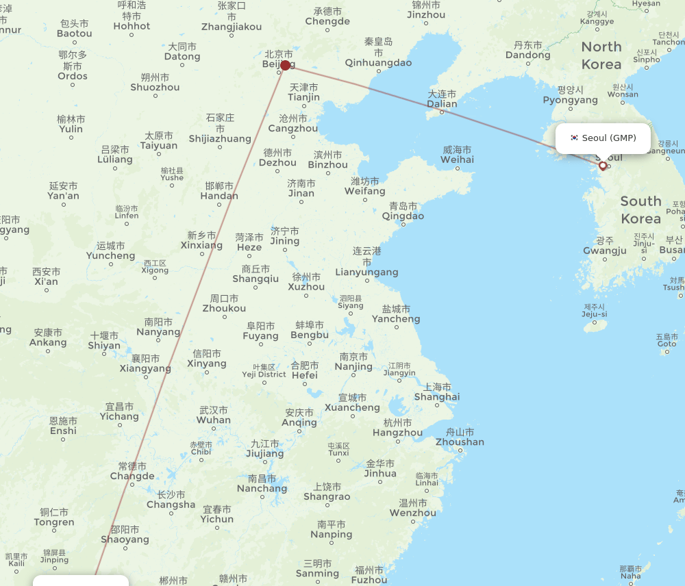 KWL to GMP flights and routes map