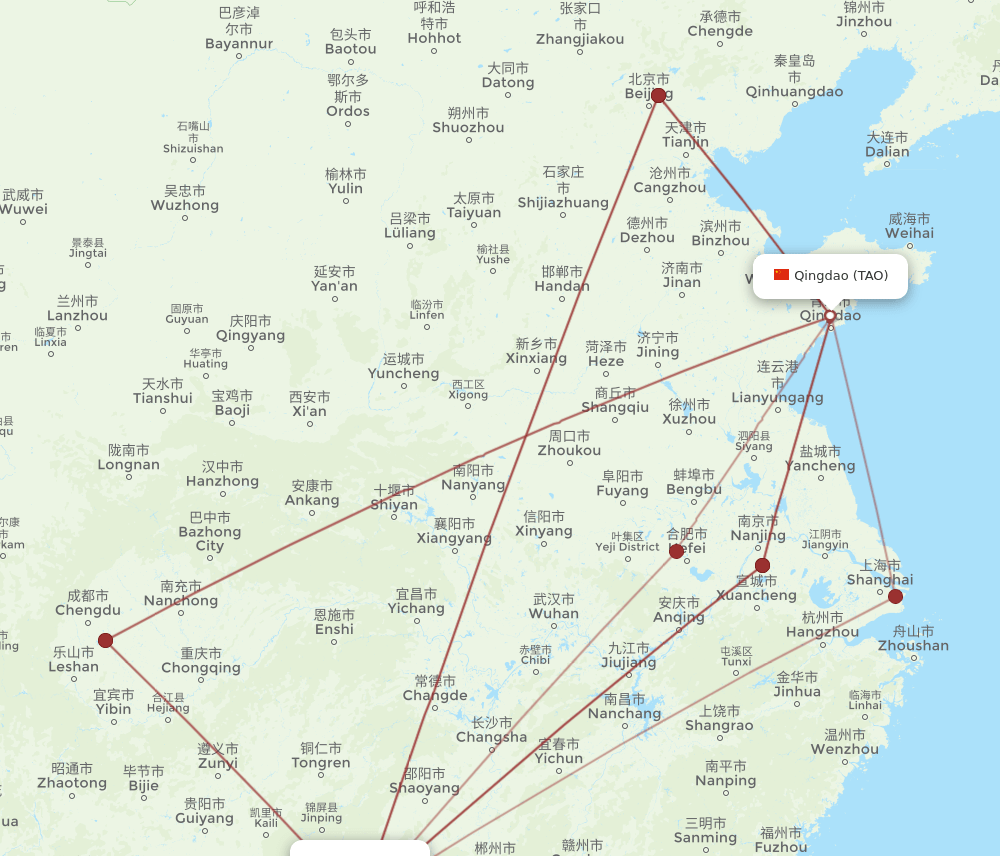 KWL-TAO flight routes