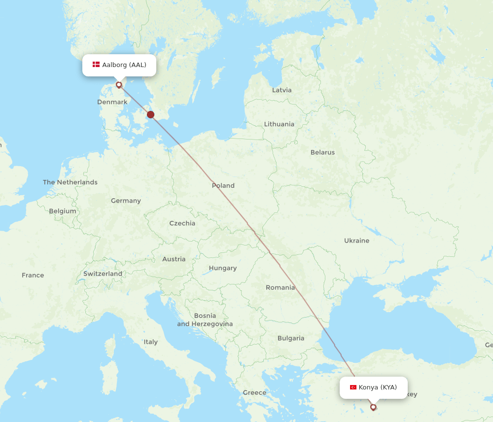 KYA-AAL flight routes