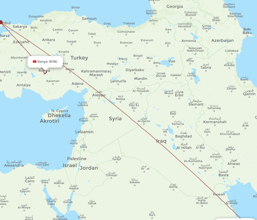 KYA-BAH flight routes