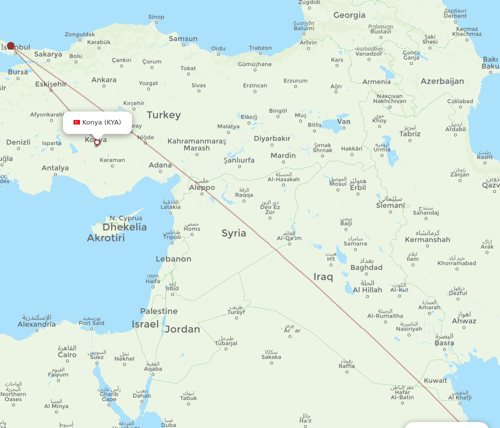 KYA to DMM flights and routes map