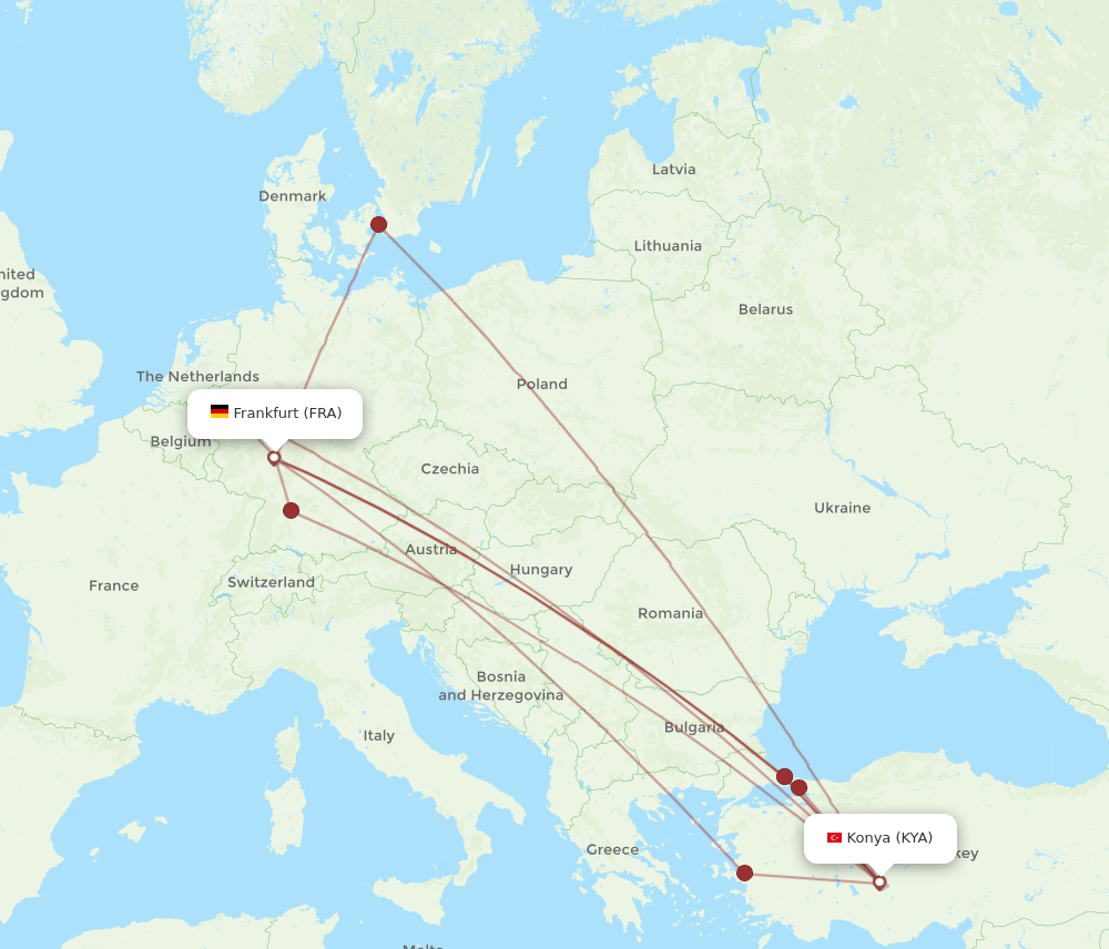 KYA-FRA flight routes