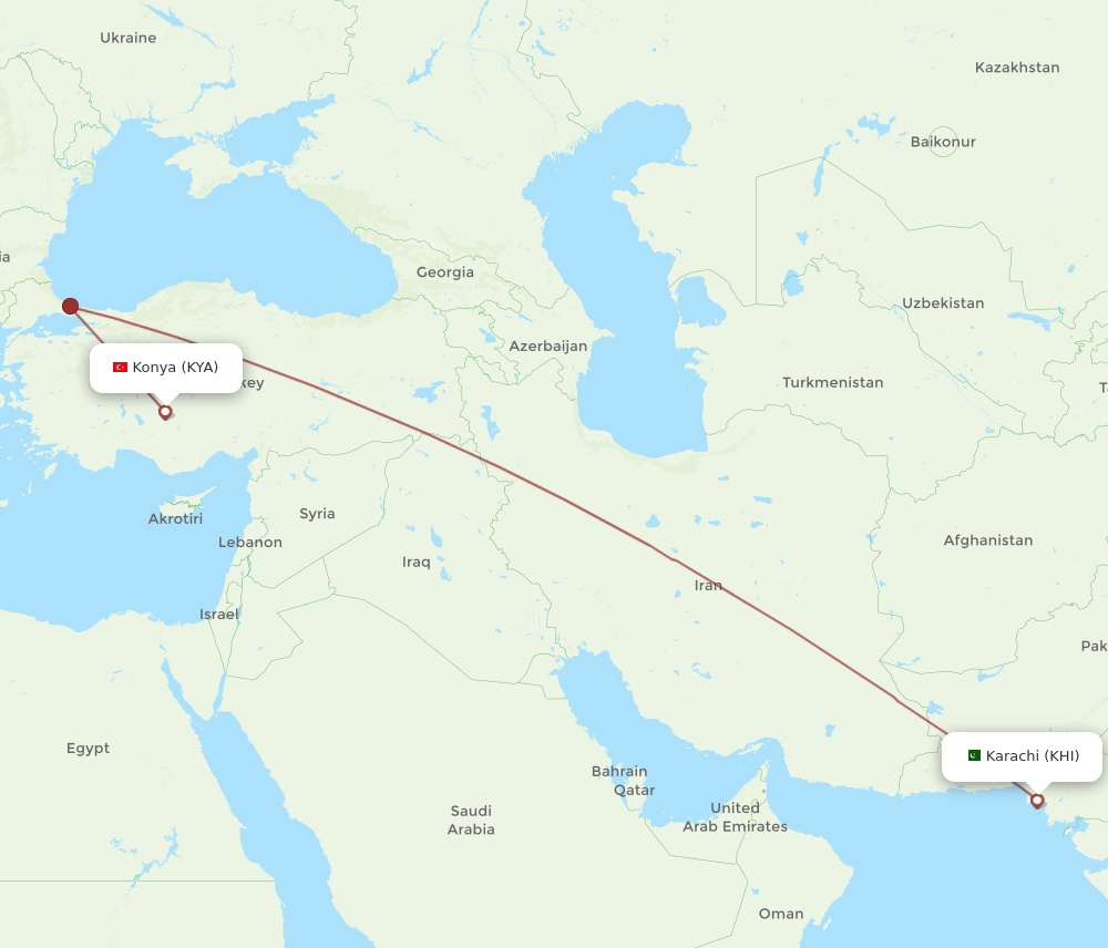 KYA-KHI flight routes