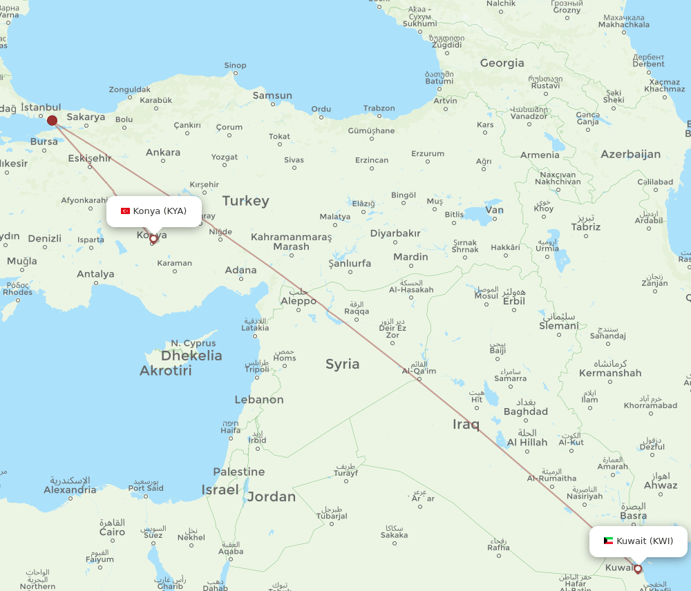 KYA-KWI flight routes