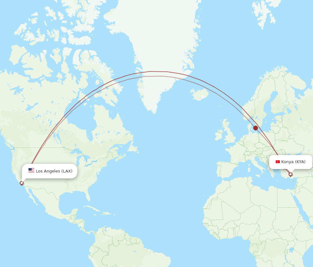 KYA-LAX flight routes