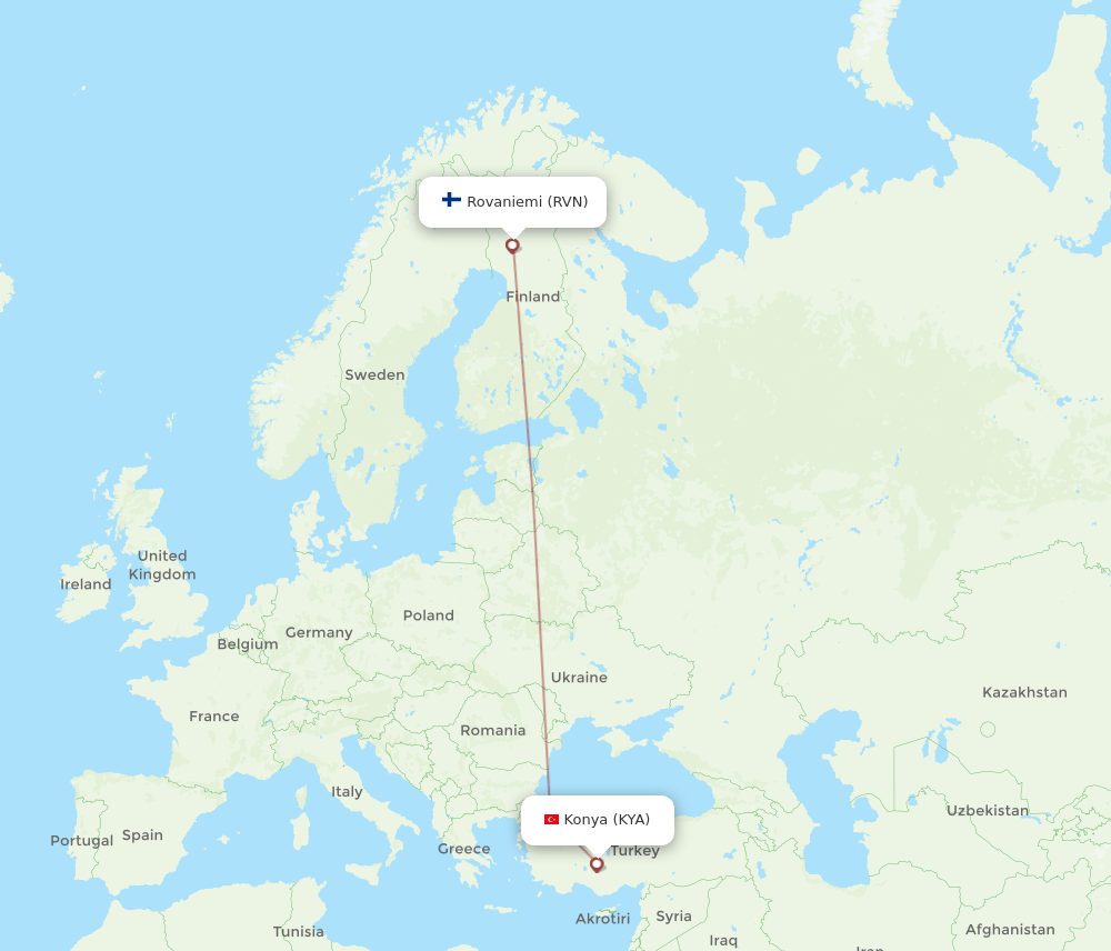 KYA-RVN flight routes