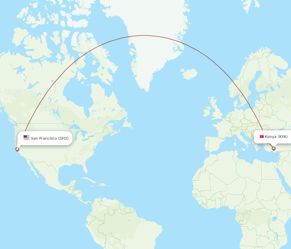 KYA-SFO flight routes