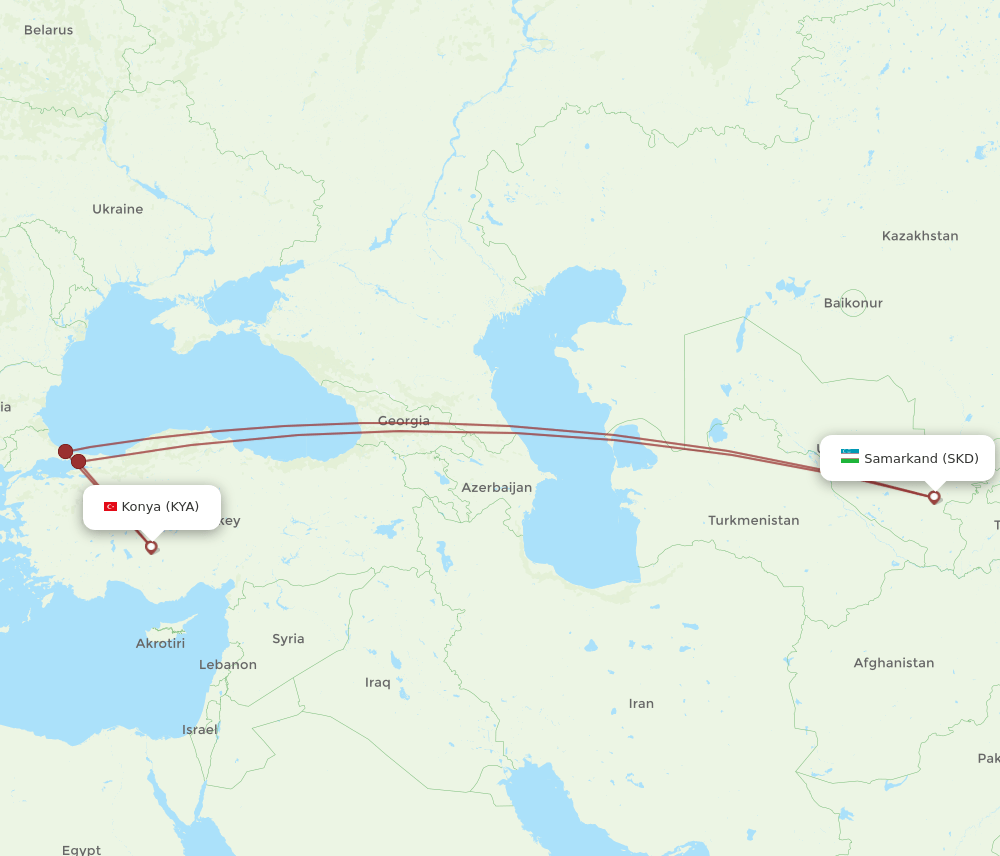 KYA-SKD flight routes