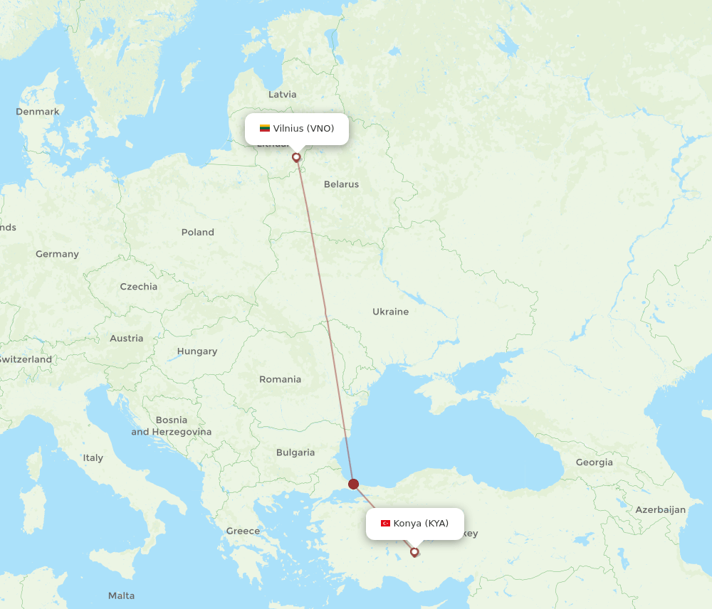 KYA-VNO flight routes