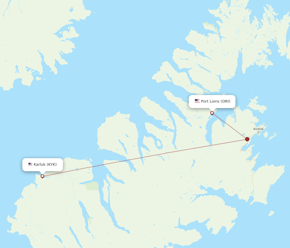 KYK to ORI flights and routes map