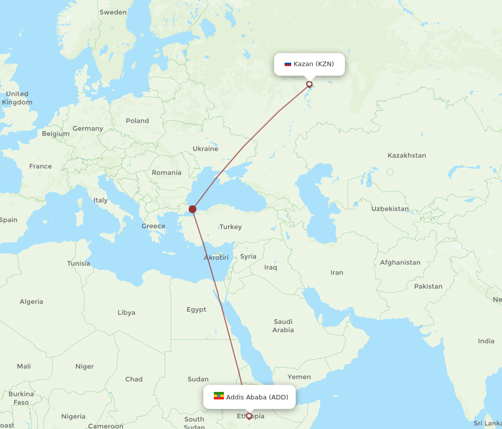 KZN-ADD flight routes