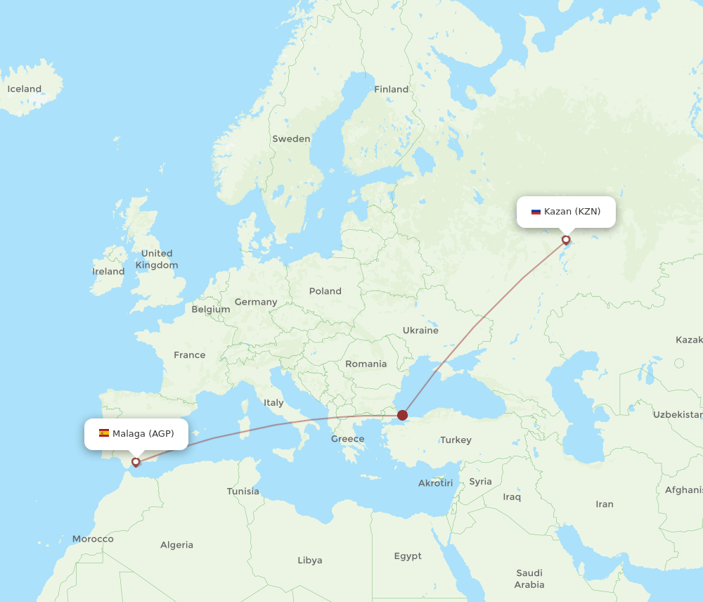 KZN-AGP flight routes