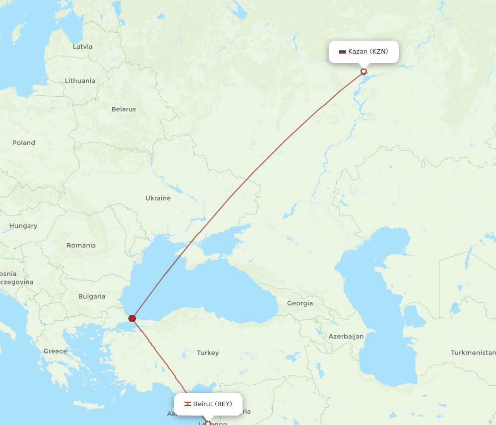 KZN-BEY flight routes