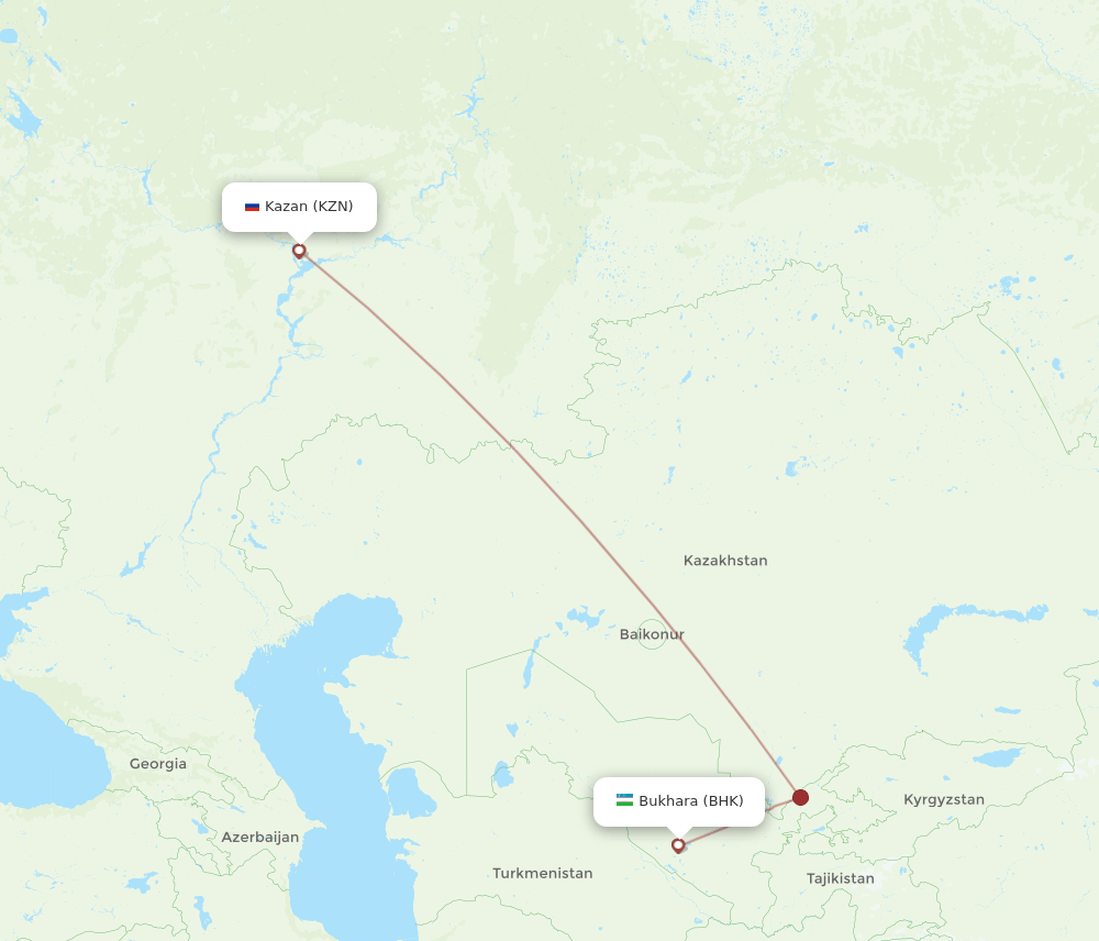BHK to KZN flights and routes map