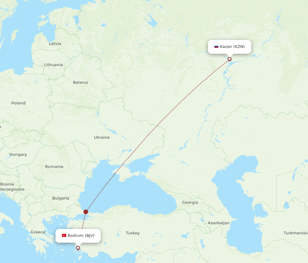 KZN-BJV flight routes