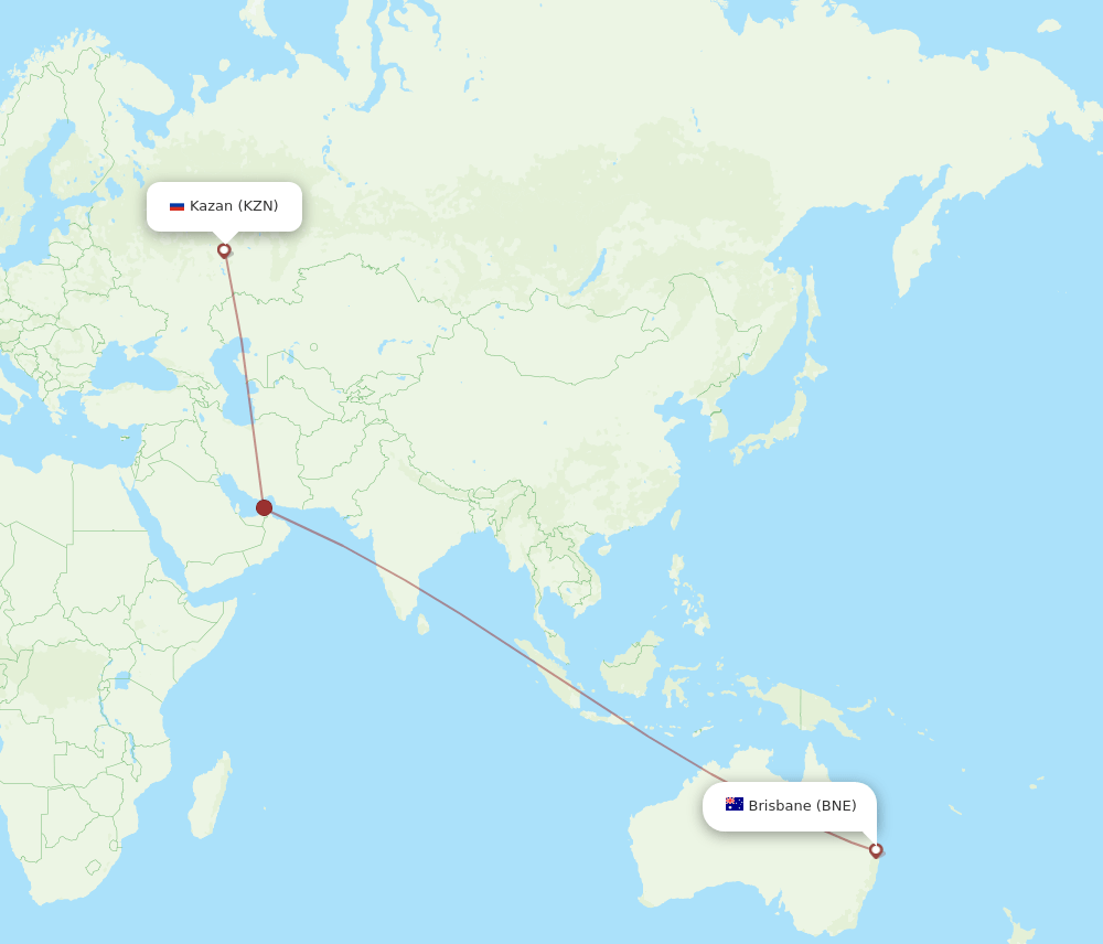 KZN-BNE flight routes