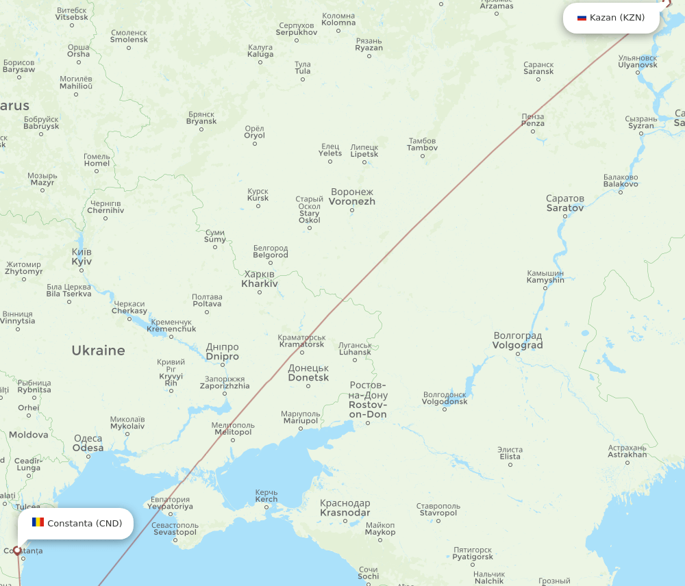CND to KZN flights and routes map