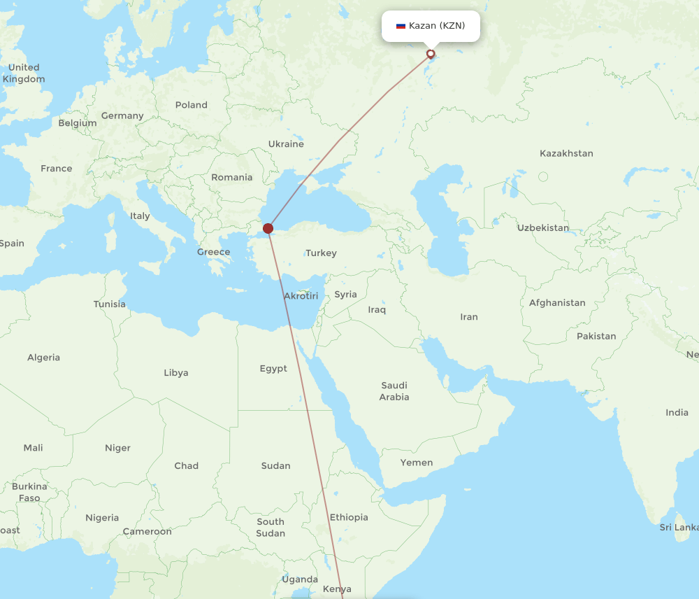 KZN-DAR flight routes
