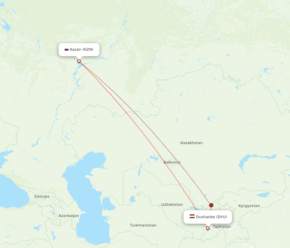 KZN-DYU flight routes