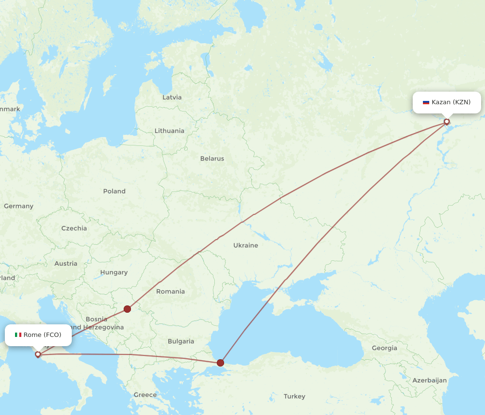 KZN-FCO flight routes