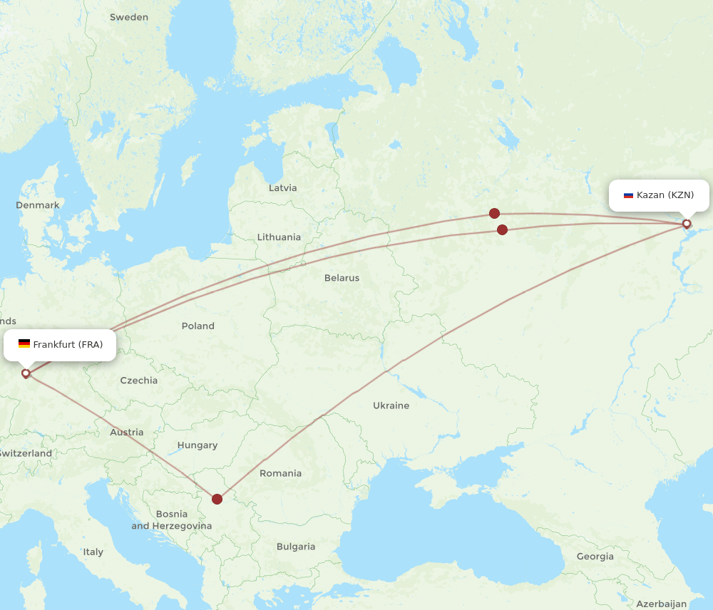 KZN-FRA flight routes