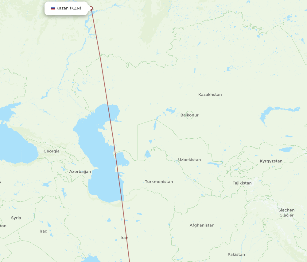 KZN-KHI flight routes