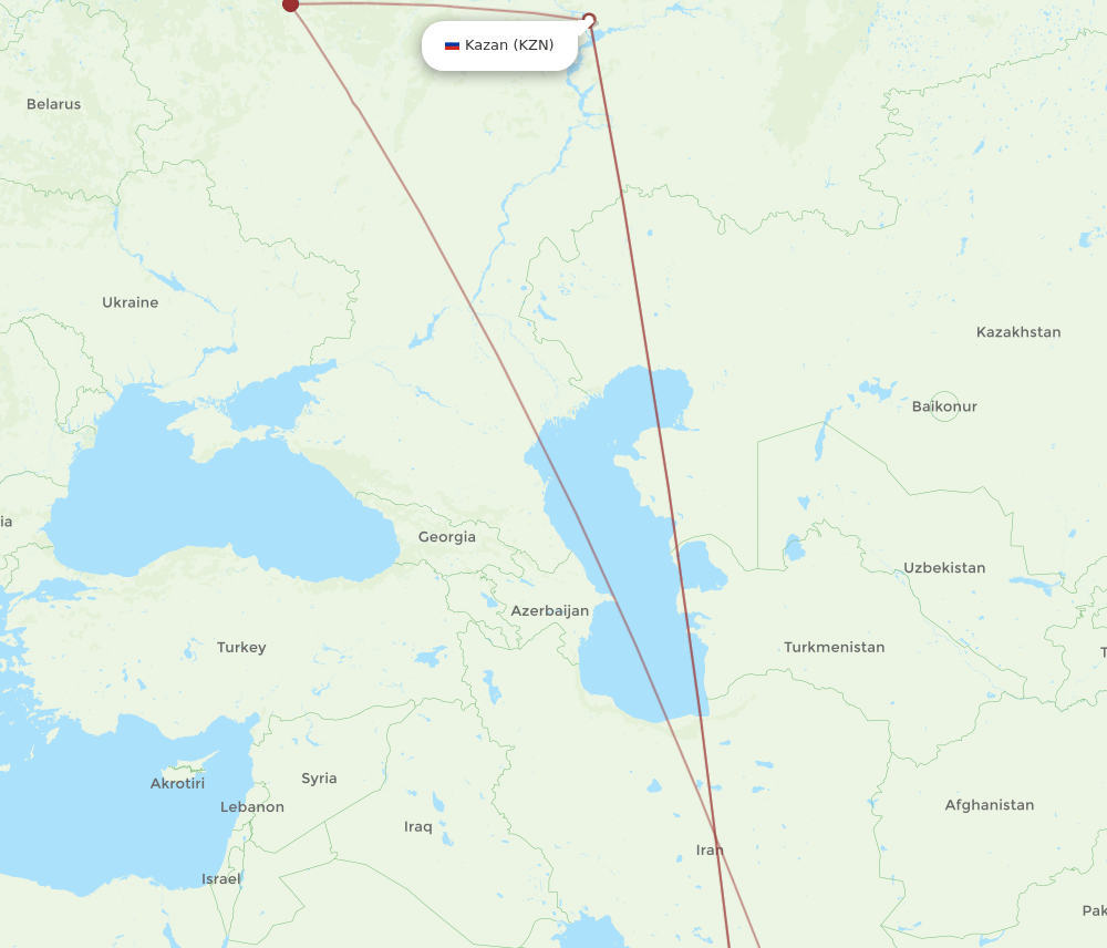 KZN to MCT flights and routes map