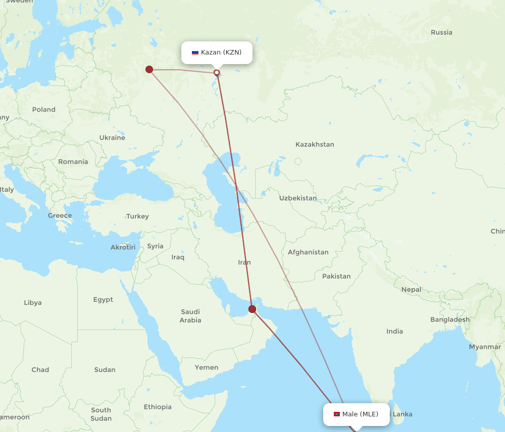 KZN-MLE flight routes