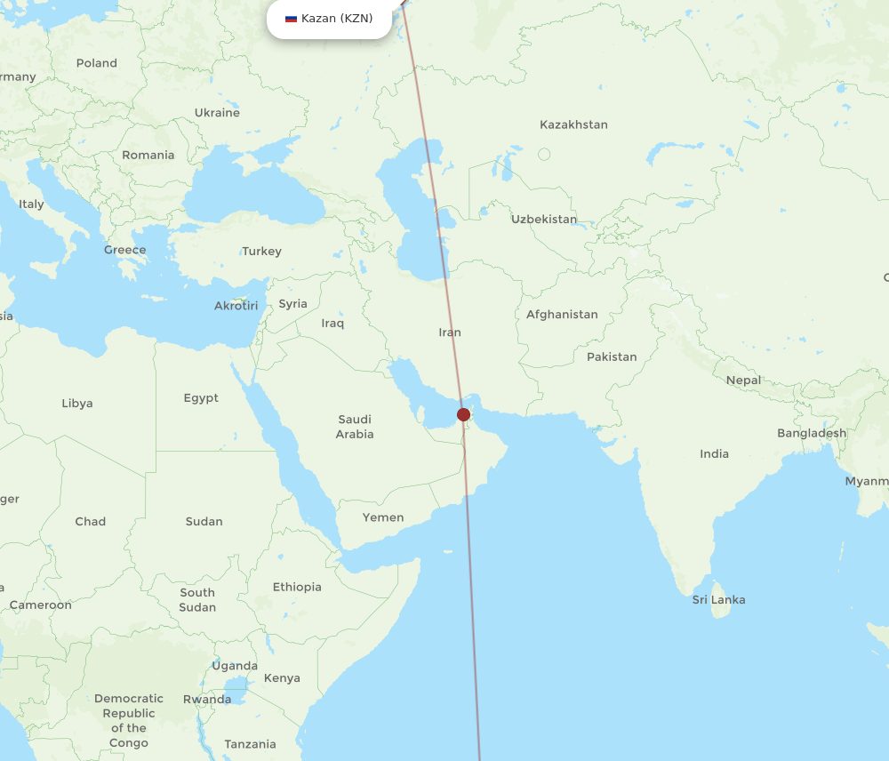 KZN-MRU flight routes
