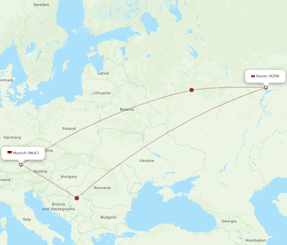 KZN-MUC flight routes