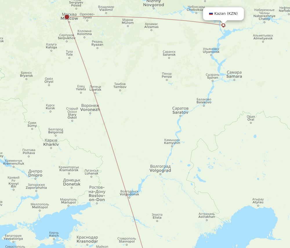 KZN to NAL flights and routes map